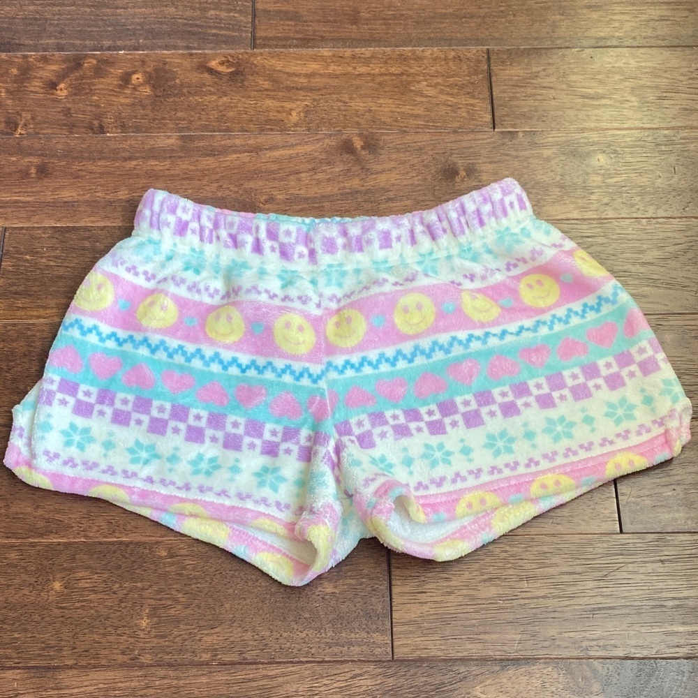 Smiley Patterned Kids Fleece Shorts